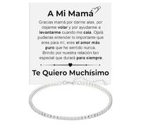 Bramart Pulsera Tennis A Mi Mamá Mujer con Piedras de Circonita Cúbica para ella Idea de Regalo Cumpleaños Acabado en Oro Blanco Plata 925 Navidad - Estuche con DEDICATORIA incluida (A Mi Mamá 2)