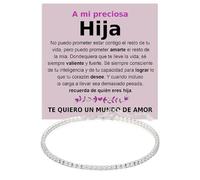 Bramart Pulsera Tennis Hija Mujer con Piedras de Circonita Cúbica para ella Idea de Regalo Cumpleaños Acabado en Oro Blanco Plata 925 Navidad - Estuche con DEDICATORIA incluida (A mi Preciosa Hija 2)