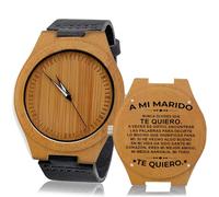 Bramart Reloj Hombre de Madera con Grabado Personalizado, Regalo al Hombre de mi Vida para Marido o Novio, Cumpleaños o Navidad, Reloj de Pulsera con dedicatoria (Legno01, A mi Marido, 01Legno)
