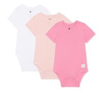 Bramble & Bear Body Bebé Manga Corta (Pack de 3/6) - Body Bebé Unisex de Algodón Orgánico para Bebés de 0 a 3 años, Rosa/Blanco (Pack de 3), 2-3 años