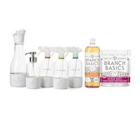 Branch Basics Kit de inicio de vidrio de primera calidad: limpiador multiusos, limpiador de vidrio, limpiador de baño, botella de lavado y botella de lavandería (3 botellas de spray de vidrio +