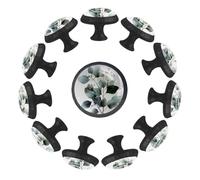 Branches of Watercolor Sage Green Eucalipto - Pomos redondos de cristal de 35 mm para aparadores y cajones, tiradores decorativos para el hogar, cocina, dormitorio, paquete de 12