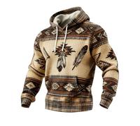 Brand-dashcos Sudadera con Capucha India Disfraz de Hombre Indio Americano Nativo Jersey con Capucha Informal de Manga Larga Estampado gráfico Sudadera Retro
