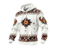 Brand-dashcos Sudadera con Capucha India Disfraz de Hombre Indio Americano Nativo Jersey con Capucha Informal de Manga Larga Estampado gráfico Sudadera Retro