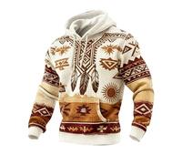 Brand-dashcos Sudadera con Capucha India Disfraz de Hombre Indio Americano Nativo Jersey con Capucha Informal de Manga Larga Estampado gráfico Sudadera Retro