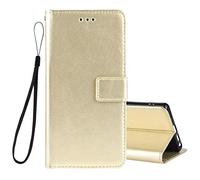 BRAND SET Cubierta Protectora para Cricket Dream 5G Funda Libro Cuero PU Flip Folio Carcasa Estilo Retro con Ranuras Tarjetas Visita y Función Soporte Case para Cricket Dream 5G(Oro)