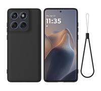 BRAND SET Funda de Silicona Suave para Motorola Edge 60 Pro, Carcasa Antigolpes con Forro de Microfibra, Protección Antiarañazos para Hombres y Mujeres Funda para Motorola Edge 60 Pro (Negro)