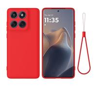 BRAND SET Funda de Silicona Suave para Motorola Edge 60 Pro, Carcasa Antigolpes con Forro de Microfibra, Protección Antiarañazos para Hombres y Mujeres Funda para Motorola Edge 60 Pro (Rojo)