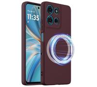 BRAND SET Funda Magnética de Silicona para Motorola Moto G15, Funda Antigolpes con Anillo Magnético Integrado, Carcasa Protectora Soft Touch, Compatible con Carga Inalámbrica (Ciruela)