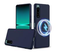 BRAND SET Funda Magnética de Silicona para Sony Xperia 5 IV, Funda Antigolpes con Anillo Magnético Integrado, Carcasa Protectora Soft Touch, Compatible con Carga Inalámbrica (Azul Marino)