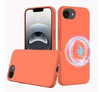 BRAND SET Funda Magnética para iPhone 16e Compatible con mag-Safe, Tacto Suave con Forro de Microfibra Carcasa Protectora Silicona para iPhone 16e Case (Naranja Dorado)