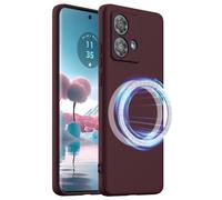 BRAND SET Funda Magnética para Motorola Edge 40 Neo Compatible con mag-Safe, Tacto Suave con Forro de Microfibra Carcasa Protectora Silicona para Edge 40 Neo Case (Ciruela)