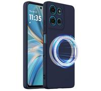 BRAND SET Funda Magnética para Motorola Moto G15 Compatible con mag-Safe, Tacto Suave con Forro de Microfibra Carcasa Protectora Silicona para Moto G15 Case (Azul Marino)