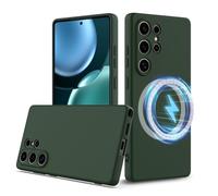 BRAND SET Funda Magnética para Samsung Galaxy S25 Ultra Compatible con MagSafe, Tacto Suave con Forro de Microfibra Carcasa Protectora Silicona para Samsung Galaxy S25 Ultra Case (Verde Oscuro)