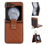 BRAND SET Funda para Galaxy Z Flip6 para Mujer - Cover de Cuero Premium con Anillo Integrado, Protección de Esquinas Antigolpes, Resistente a Arañazos & Duradera para Samsung Galaxy Z Flip6, Marrón