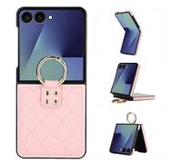 BRAND SET Funda para Galaxy Z Flip7 para Mujer - Cover de Cuero Premium con Anillo Integrado, Protección de Esquinas Antigolpes, Resistente a Arañazos & Duradera para Samsung Galaxy Z Flip7, Rosa