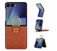 BRAND SET Funda para Galaxy Z Flip7 para Mujer - Cover de Cuero Premium con Anillo Integrado, Protección de Esquinas Antigolpes, Resistente a Arañazos & Duradera para Samsung Galaxy Z Flip7, Marrón