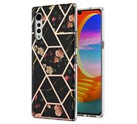 BRAND SET Funda para LG Velvet 5G/4G Plating Costuras Marble Pattern Silicone Soft Cover Funda Antideslizante a Prueba de Golpes Carcasa para LG Velvet 5G/4G-Flor Negra