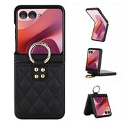 BRAND SET Funda para Motorola RAZR 60 para Mujer - Cover de Cuero Premium con Anillo Integrado, Protección de Esquinas Antigolpes, Resistente a Arañazos & Duradera para RAZR 60, Negro