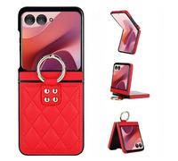 BRAND SET Funda para Motorola RAZR 60 para Mujer - Cover de Cuero Premium con Anillo Integrado, Protección de Esquinas Antigolpes, Resistente a Arañazos & Duradera para RAZR 60, Rojo
