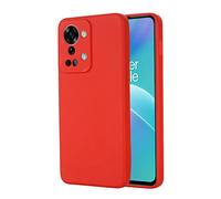 BRAND SET Funda para OnePlus Nord 2T 5G, Caja Teléfono Silicona Líquida, con Forro Tela Microfibra Estuche Protector Suave al Tacto Carcasa para OnePlus Nord 2T 5G-Rojo