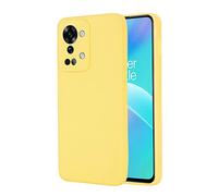 BRAND SET Funda para OnePlus Nord 2T 5G, Caja Teléfono Silicona Líquida, con Forro Tela Microfibra Estuche Protector Suave al Tacto Carcasa para OnePlus Nord 2T 5G-Amarillo