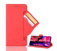 BRAND SET Funda para Oukitel C21 Pro Cartera Estilo Flip de Piel Sintética Funda con Seguro Cierre de Cierre Magnético y Función de Soporte Adecuado Carcasa para Oukitel C21 Pro(Rojo)