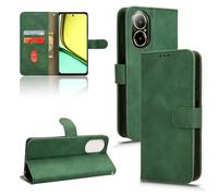 BRAND SET Funda para Realme C67 4G con Correa para Muñeca, PU Cuero Flip Cárcasa Silicona Antigolpes Protector Case Cover Bumper Carcasa para Realme C67 4G(Verde)