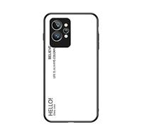 BRAND SET Funda para Realme GT2 Pro Respaldo de Vidrio Carcasa Diseño Degradado y Borde de Silicona TPU Resistente a los Golpes Fundas Protectora Carcasas para Realme GT2 Pro-Blanco