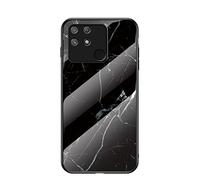BRAND SET Funda para Realme Narzo 50A Caja de Vidrio de Mármol Templado Funda de Silicona Ultrafina Case para Realme Narzo 50A (Negro)
