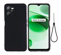 BRAND SET Funda para Realme Narzo 50A Prime, Caja Teléfono Silicona Líquida, con Forro Tela Microfibra Estuche Protector Suave al Tacto Carcasa para Realme Narzo 50A Prime-Negro