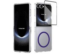 BRAND SET Funda para Samsung Galaxy Z Flip7, Protector de Pantalla Integrado, Protección de Cámara, Carga Inalámbrica, Cover PC Antigolpes, Violeta
