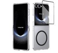BRAND SET Funda para Samsung Galaxy Z Flip7, Protector de Pantalla Integrado, Protección de Cámara, Carga Inalámbrica, Cover PC Antigolpes, Negro