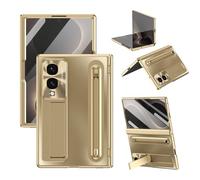 BRAND SET Funda para Samsung Galaxy Z Fold8 con Protector de Pantalla Integrado, Soporte Oculto, Porta Lápiz con Stylus, Protección de Bisagra, PC Antigolpes, Dorado