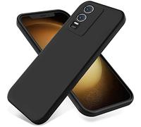 BRAND SET Funda para Vivo Y76 5G, Caja Teléfono Silicona Líquida, con Forro Tela Microfibra Estuche Protector Suave al Tacto Carcasa para Vivo Y76 5G-Negro