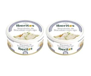 Brandada de Bacalao con Ajo Iberitos 250g - Crema Gourmet Lista para Consumir Untable Suave y Cremosa | Ideal para Aperitivos, Tostas y Recetas (PACK 2)