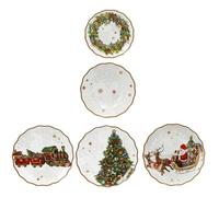 Brandani 89900 - Juego de Vajilla 18 Piezas Navidad en Porcelana - Elegante Set de Platos con Diseño Navideño para Celebraciones