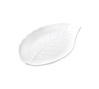BRANDANI Bandeja con forma de hoja, 31 x 22 cm, de porcelana, color blanco