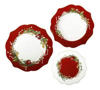 Brandani Brandani 89960 - Juego de platos navideños 89960 - Colección Carol, 18 piezas de New Bone China