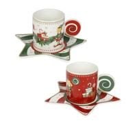 BRANDANI Elfomagia - Juego de 2 tazas de café, 80 ml, porcelana