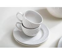 BRANDANI Juego de 2 tazas de café de porcelana blanca Borlesque 53500