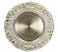 BRANDANI Juego de 4 platos barrocos dorados de 35 cm, mesa de Navidad