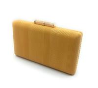 BRANDELIA Cartera de mano rectangular Bolso de fiesta mujer Clutch con cierre de boquilla y cadena dorada al hombro, Mostaza