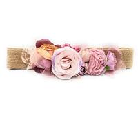 BRANDELIA Cinturones de Flores para Vestidos de Fiesta Mujer Cinturones Elásticos Mujer con Flores Artificiales, Cinta Rafia Flores Tonos Rosa