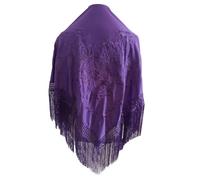 BRANDELIA Mantones de flamenca mujer Estilo Mantón de Manila Mantones bordados Mantón grande típico baile flamenco Feria de Abril Sevilla El Rocío, Morado Morado Floral (160 x 85cm)
