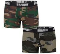 Brandit Boxers Logo Paquete Doble Hombres Bañador Elastano Woodland / Dark Camo