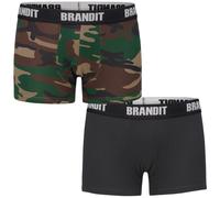 Brandit Boxers Logo Paquete Doble Hombres Elastano Interior Woodland / Dark Camo