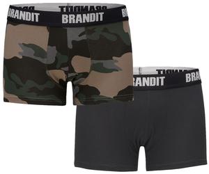 Brandit Boxershorts Logo 2-pack en Darkcamo+Negro S