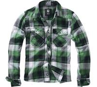 Brandit Camisa a Cuadros Hombre Camisa de Franela Verde-Negro M 100% algodón Labelpatch Regular
