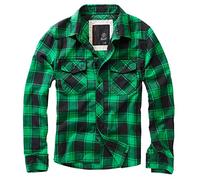 Brandit Camisa a Cuadros Hombre Camisa de Franela Verde-Negro XL 100% algodón Regular